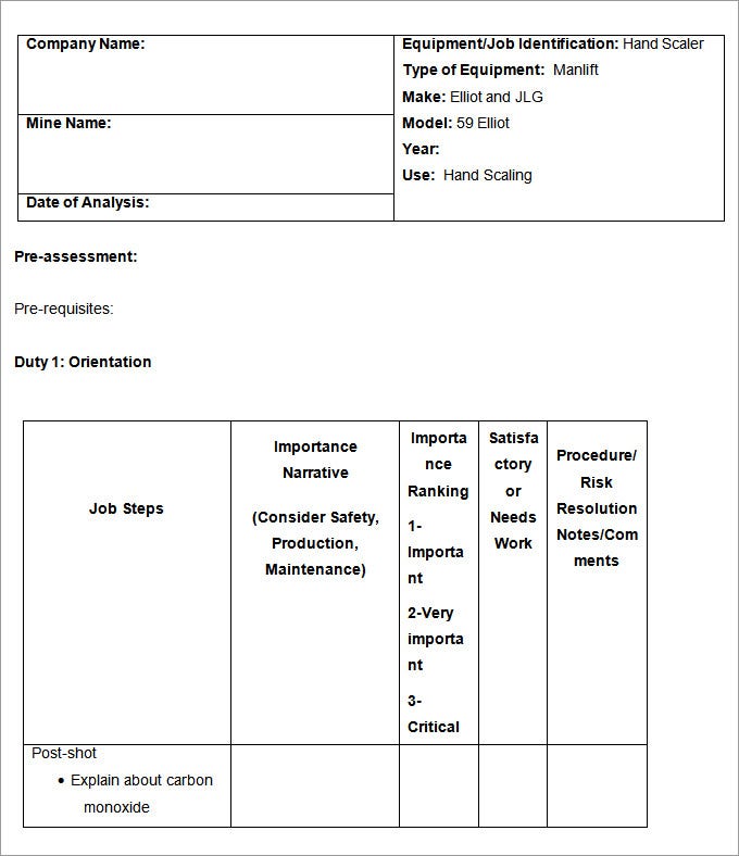 Detail Job Analysis Template Word Nomer 10