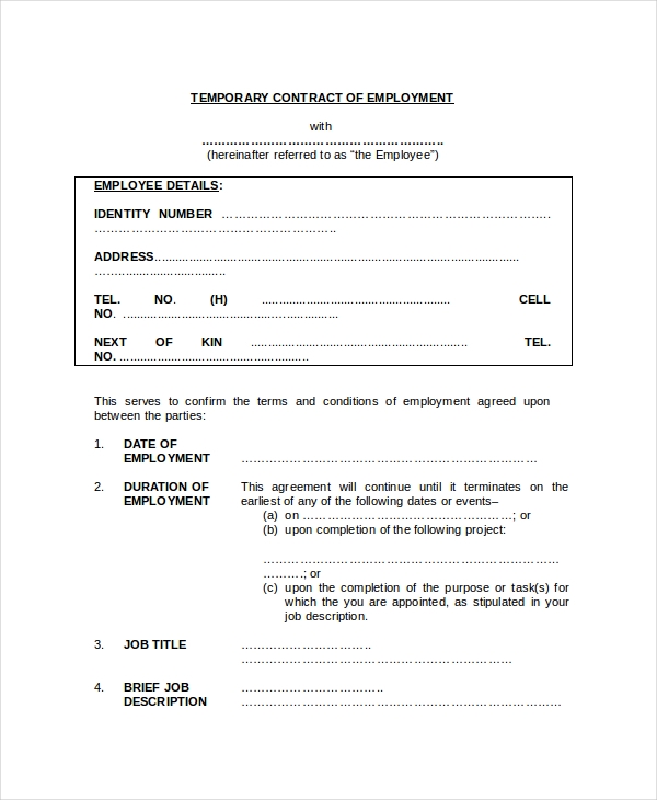 Detail Job Contract Template Nomer 26