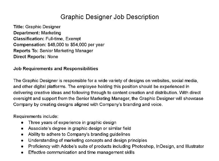 Detail Job Description Design Template Nomer 24
