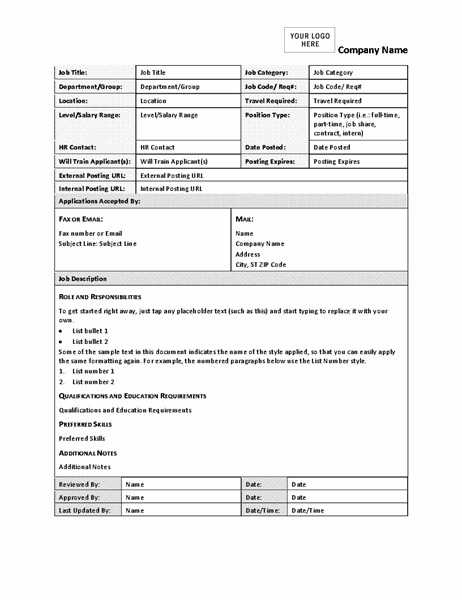 Job Description Template - KibrisPDR