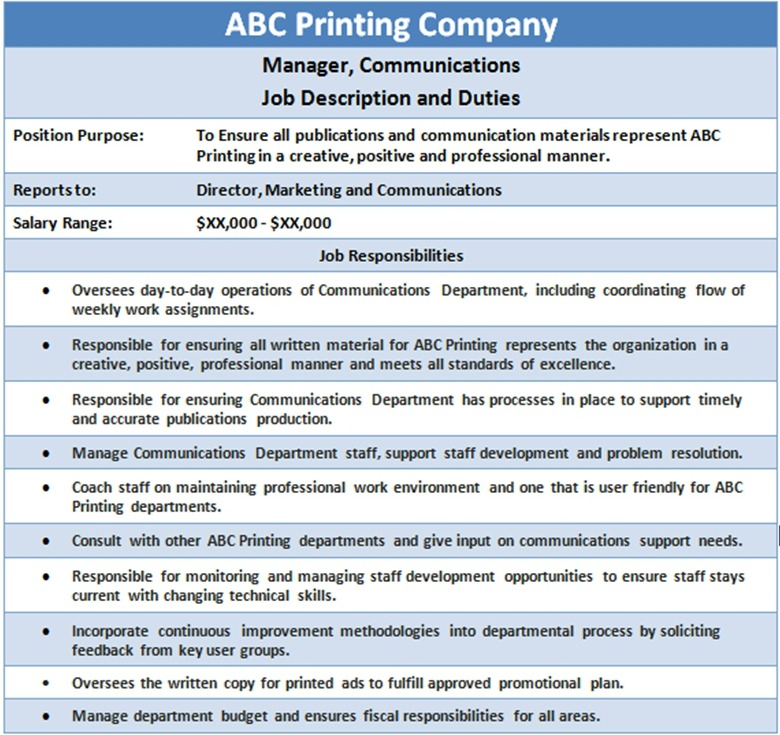 Detail Job Description Template Nomer 25