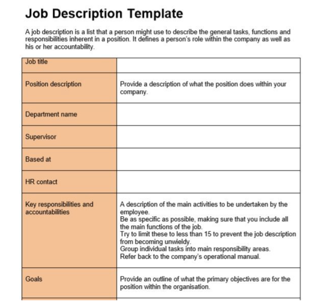 Detail Job Description Template Nomer 36