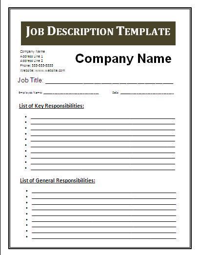 Detail Job Description Template Nomer 37