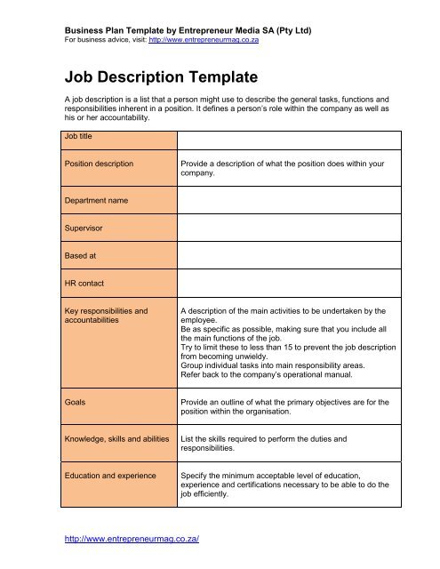 Detail Job Description Template Nomer 39