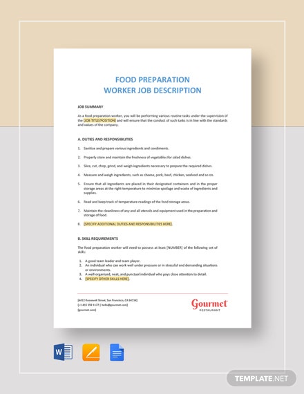 Detail Job Description Template Nomer 6