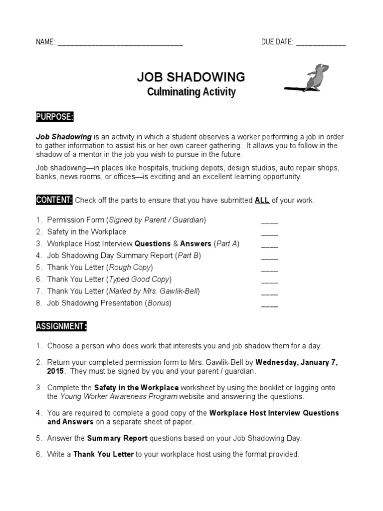 Detail Job Shadowing Report Template Nomer 4