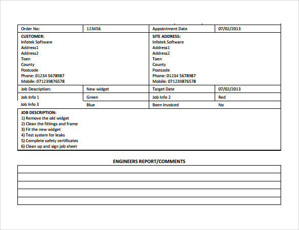 Detail Job Sheet Template Nomer 6