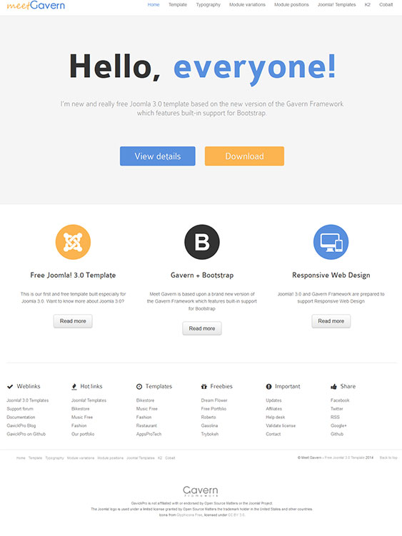 Download Joomla Bootstrap 3 Template Nomer 1