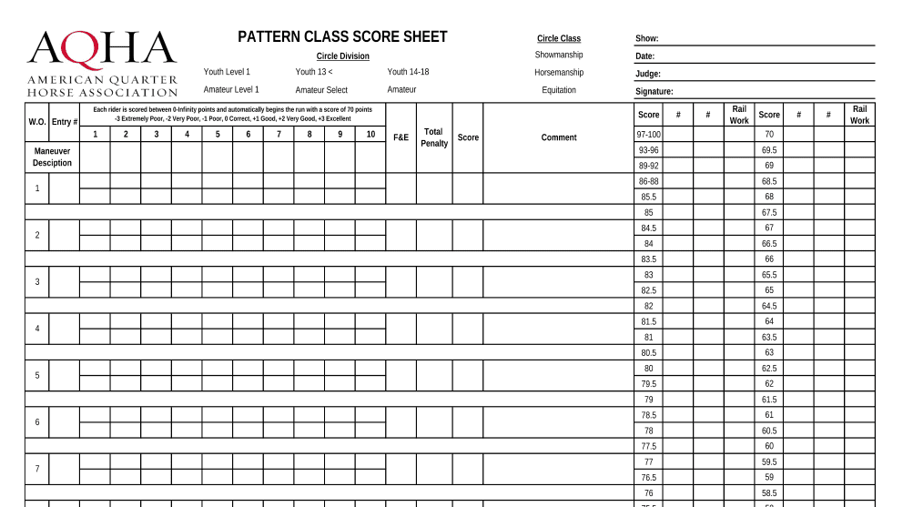 Judging Score Sheet Template