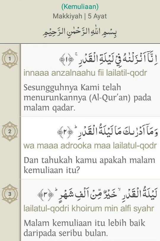 Detail Jumlah Ayat Surat Al Qadr Nomer 41