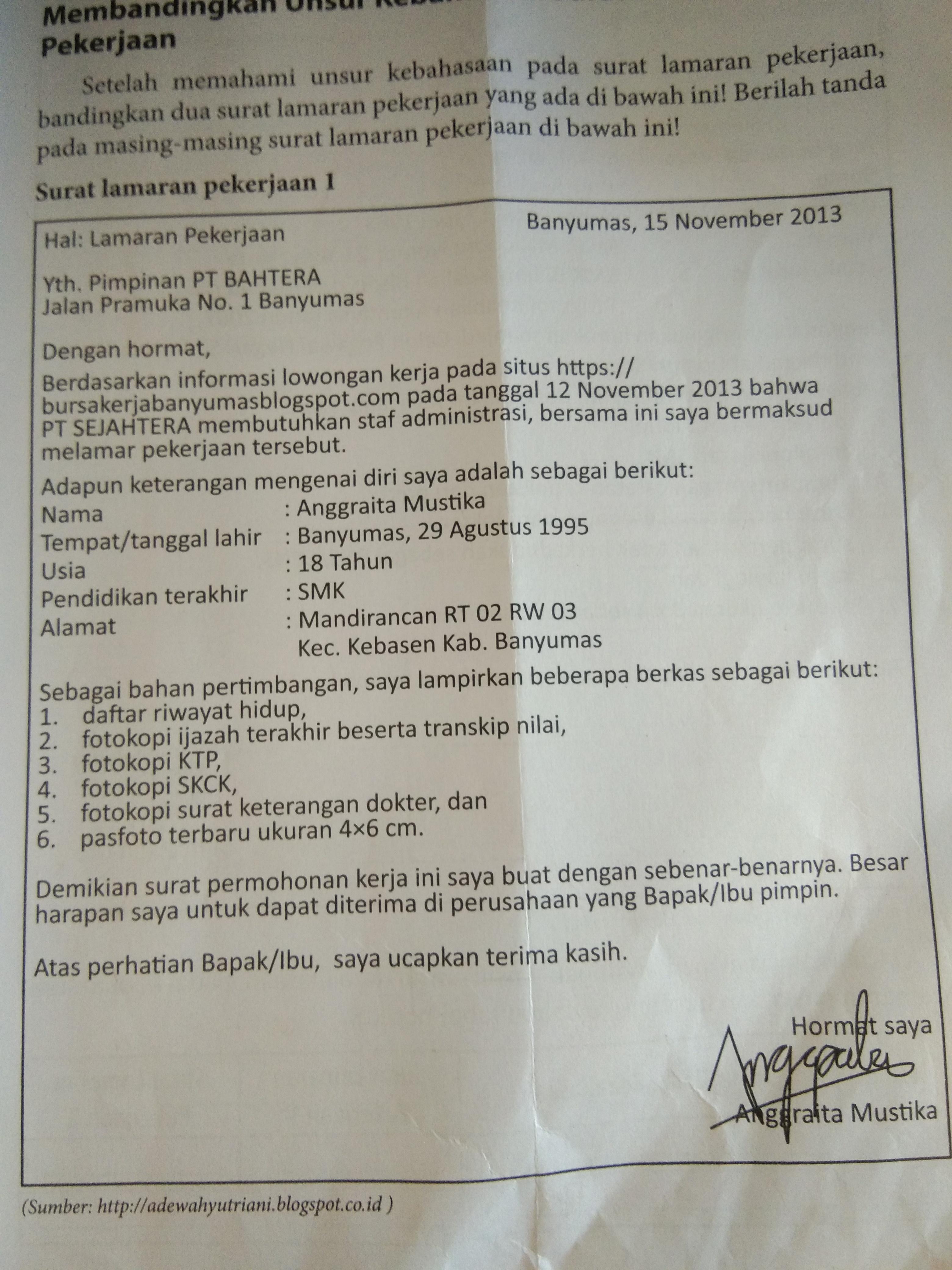 Detail Kaidah Kebahasaan Surat Lamaran Pekerjaan Nomer 7