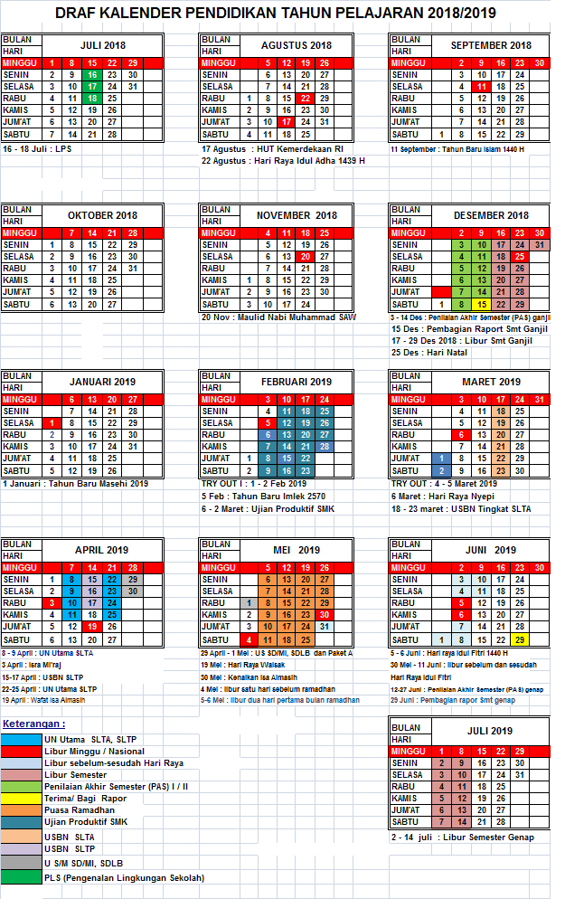 Detail Kalender Pendidikan 2018 2019 Jawa Tengah Excel Nomer 15