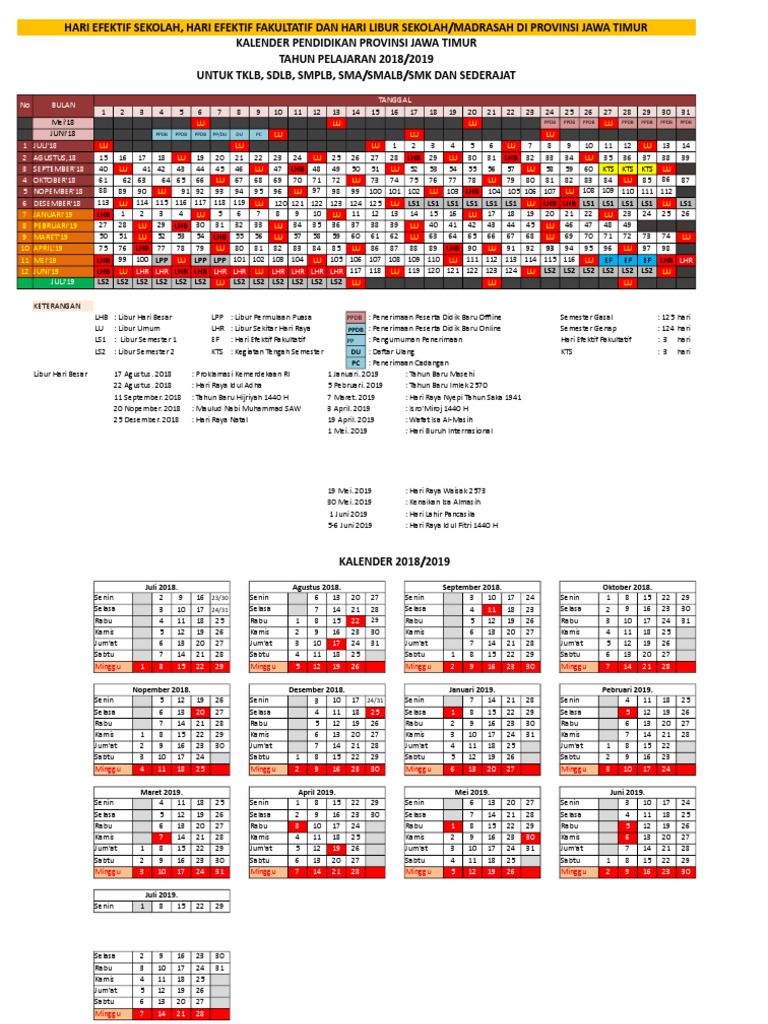 Detail Kalender Pendidikan 2018 2019 Jawa Tengah Excel Nomer 29