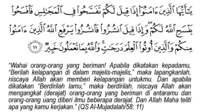 Detail Kandungan Surat Al Mujadalah Ayat 11 Nomer 6