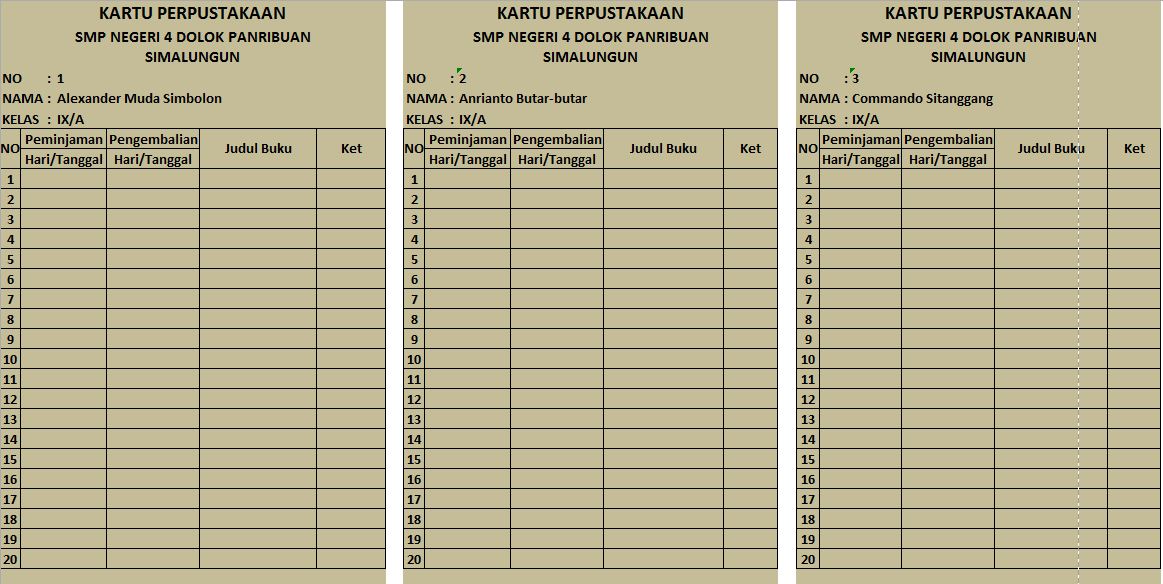 Detail Kartu Buku Perpustakaan Nomer 22