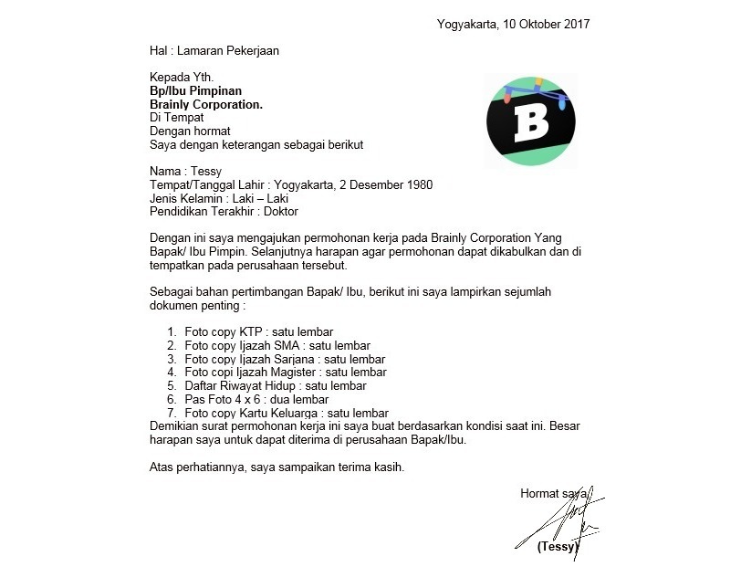 Detail Kesimpulan Surat Lamaran Kerja Nomer 23