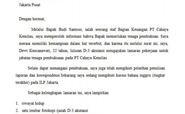 Detail Kesimpulan Surat Lamaran Kerja Nomer 33