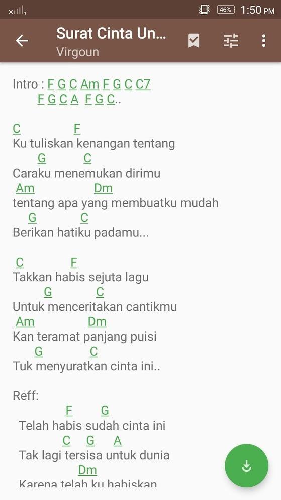 Detail Kunci Gitar Surat Cinta Untuk Starla Chordtela Nomer 4