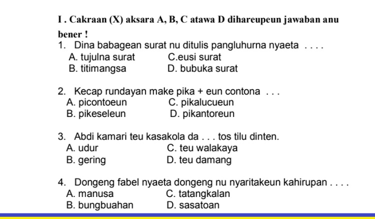 Detail Kunci Jawaban Buku Bahasa Sunda Kelas 5 Kurikulum 2013 Nomer 44