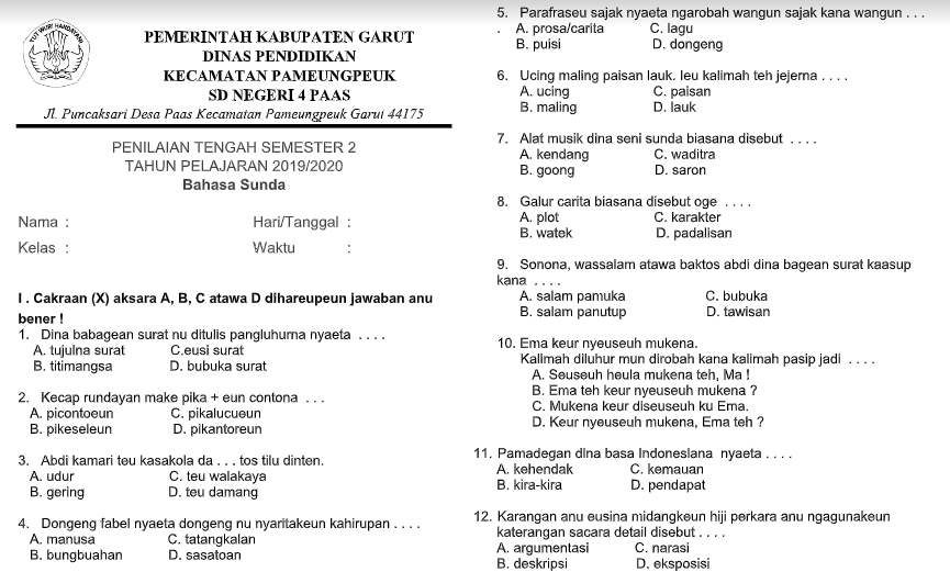 Detail Kunci Jawaban Buku Bahasa Sunda Kelas 5 Kurikulum 2013 Nomer 50