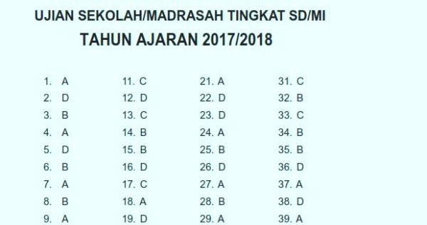 Detail Kunci Jawaban Buku Detik Detik Kelas 6 2017 2018 Nomer 29