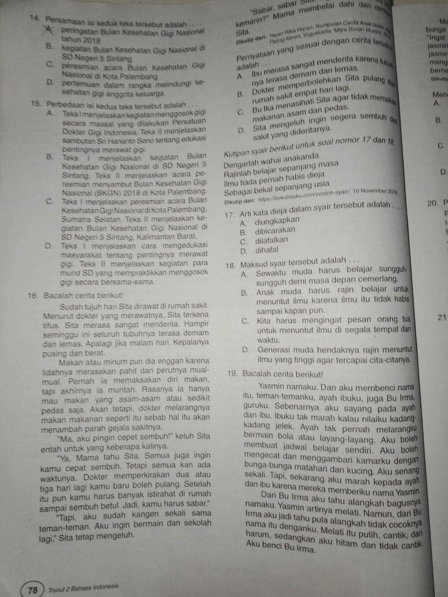 Detail Kunci Jawaban Buku Detik Detik Kelas 6 Nomer 10