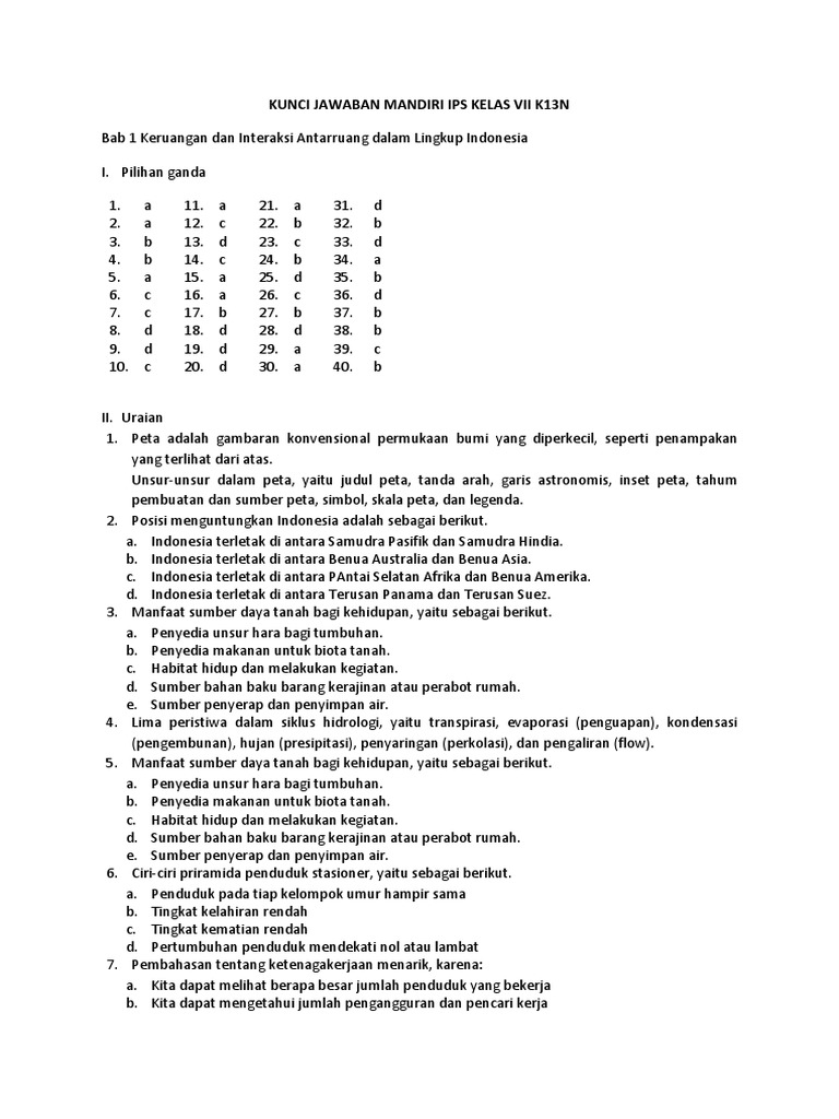 Detail Kunci Jawaban Buku Ips Kelas 7 Kurikulum 2013 Nomer 33