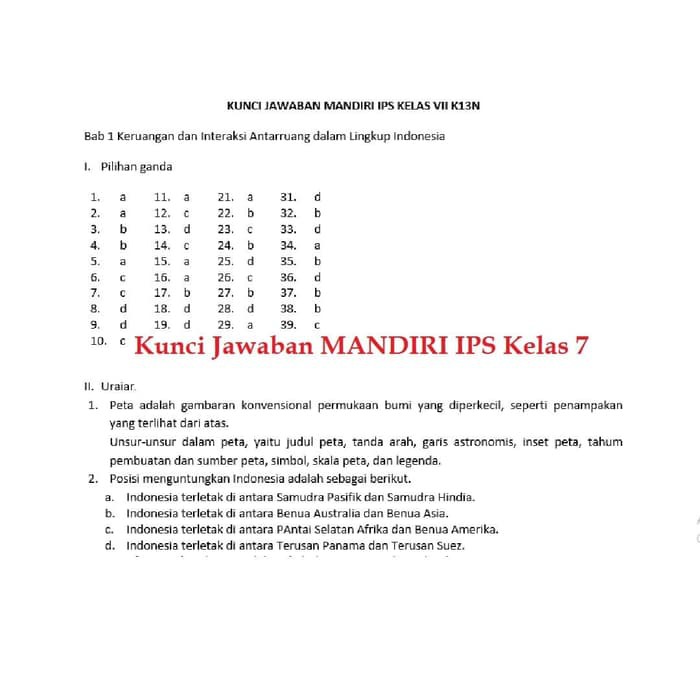 Detail Kunci Jawaban Buku Ips Kelas 7 Kurikulum 2013 Nomer 40