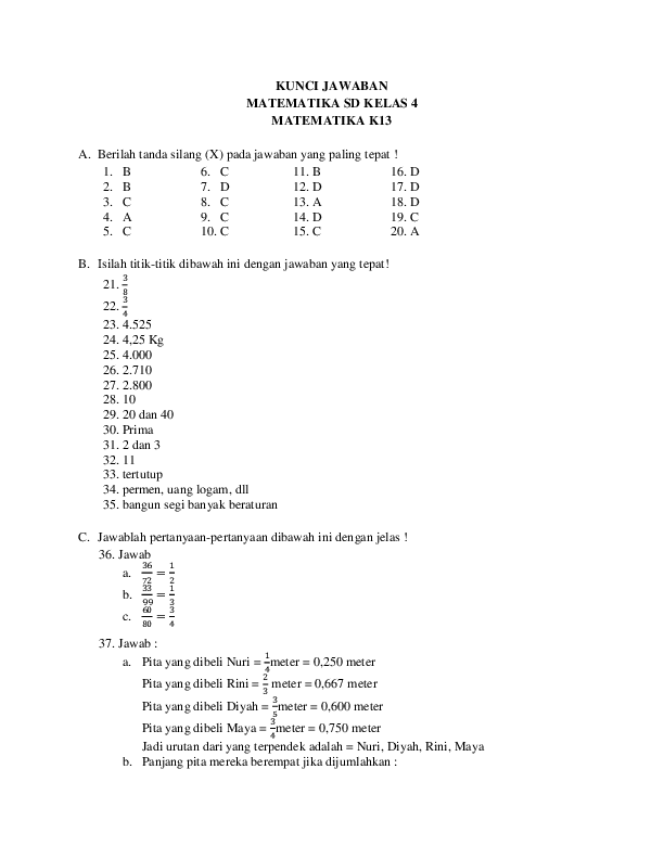 Detail Kunci Jawaban Buku Matematika Kelas 5 Penerbit Mediatama Nomer 44