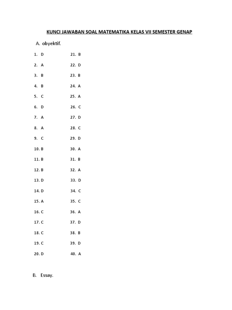 Detail Kunci Jawaban Buku Matematika Kelas 8 Kurikulum 2013 Semester 1 Nomer 38