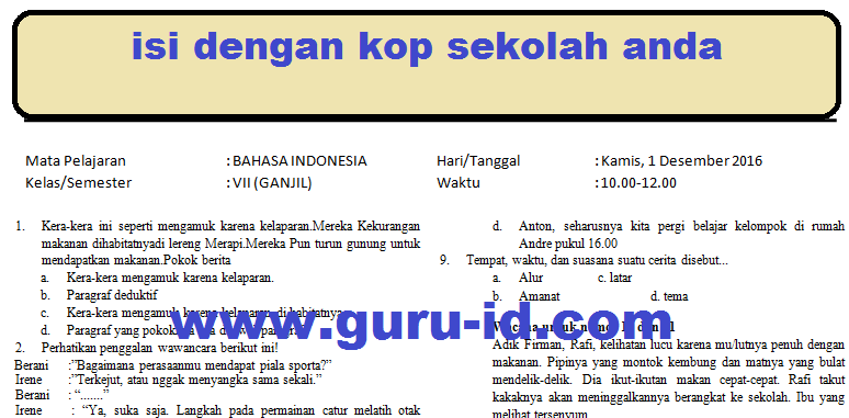 Detail Kunci Jawaban Buku Paket Bahasa Indonesia Kelas 7 Nomer 42