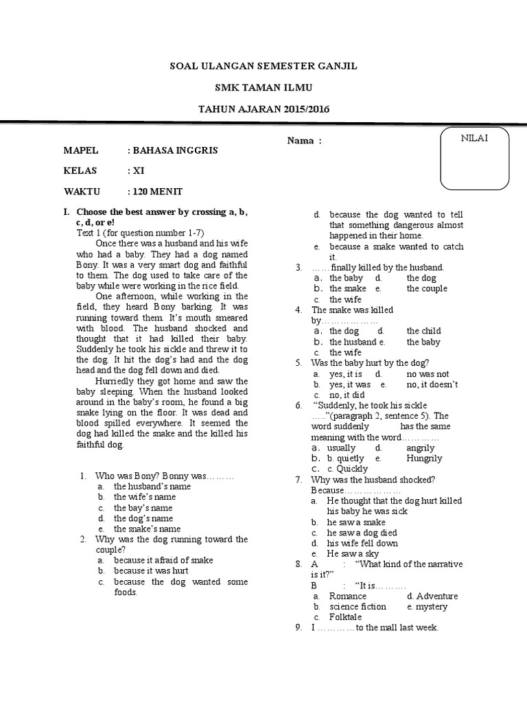 Detail Kunci Jawaban Buku Paket Bahasa Inggris Kelas 11 Semester 1 Nomer 15