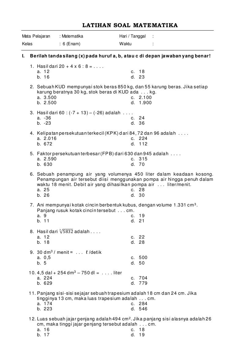 Detail Kunci Jawaban Buku Paket Matematika Kelas 6 Nomer 50