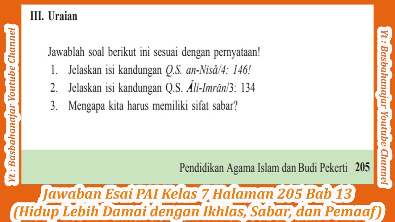 Detail Kunci Jawaban Buku Pendidikan Agama Islam Kelas 7 Nomer 24