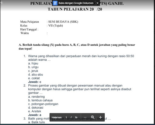 Detail Kunci Jawaban Buku Seni Budaya Kelas 7 Kurikulum 2013 Nomer 28