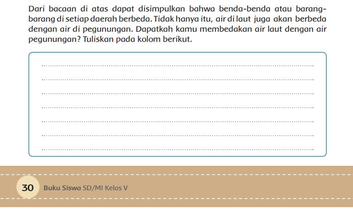 Detail Kunci Jawaban Buku Tema Kelas 5 Nomer 30