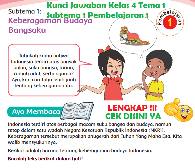 Detail Kunci Jawaban Buku Tematik Kelas 4 Tema 1 Nomer 4