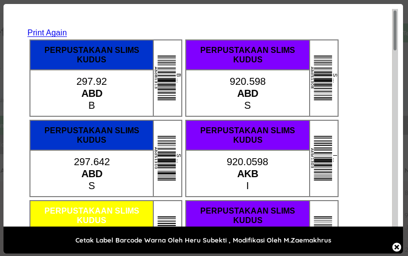 Detail Label Buku Perpustakaan Nomer 32