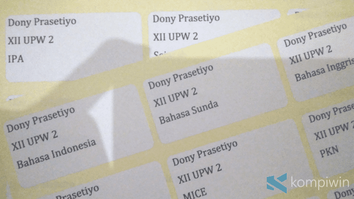 Detail Label Nama Buku Pelajaran Nomer 47