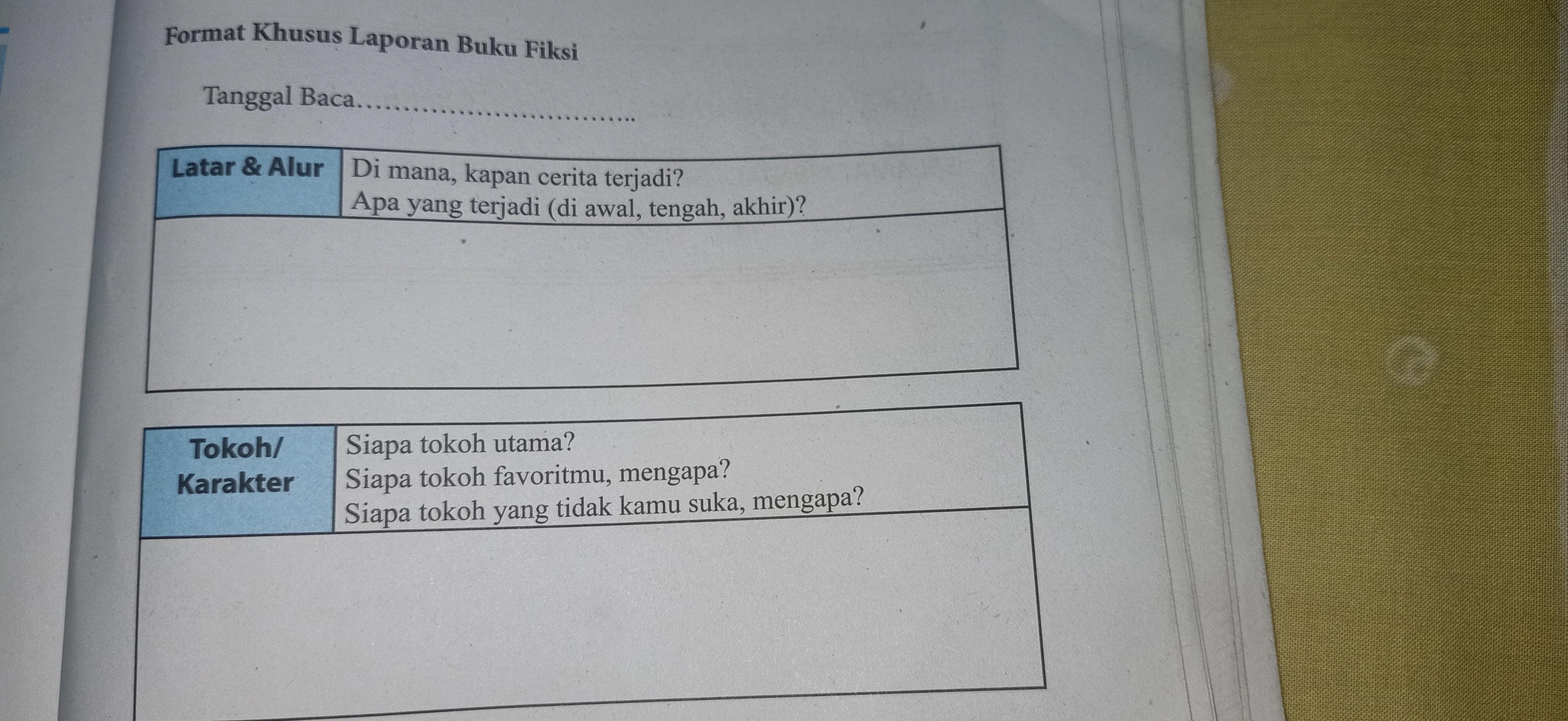 Detail Laporan Membaca Buku Fiksi Nomer 33