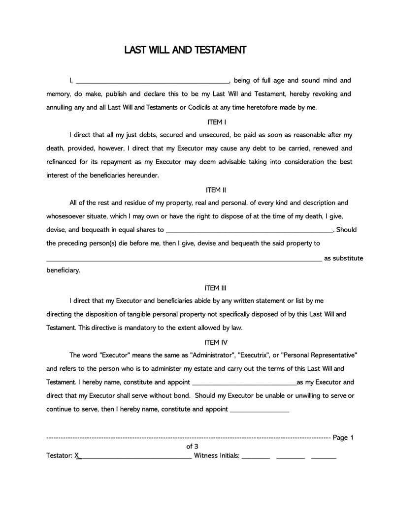 Detail Last Will And Testament Template Nomer 12