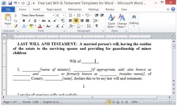 Detail Last Will And Testament Template Nomer 19