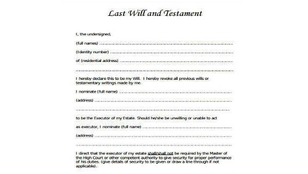 Detail Last Will And Testament Template Nomer 22