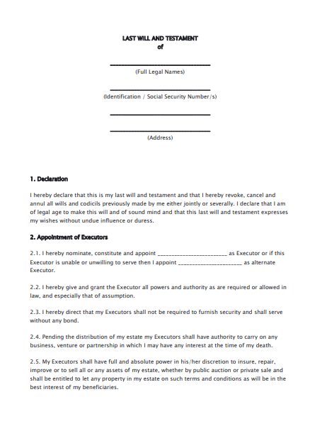 Detail Last Will And Testament Template Nomer 53