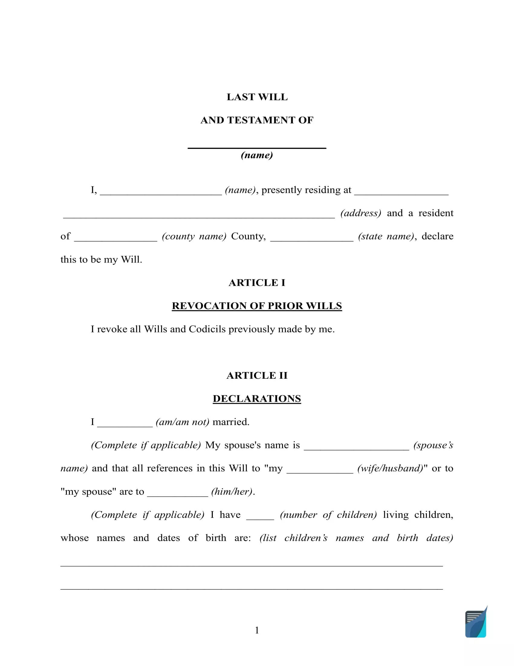 Detail Last Will And Testament Template Nomer 7