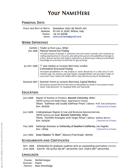 Detail Latex Cv Template Nomer 13