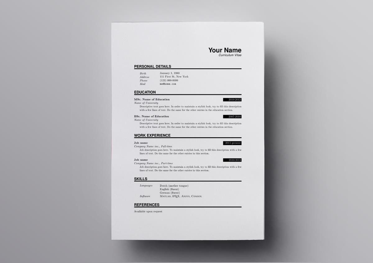 Detail Latex Cv Template Nomer 14