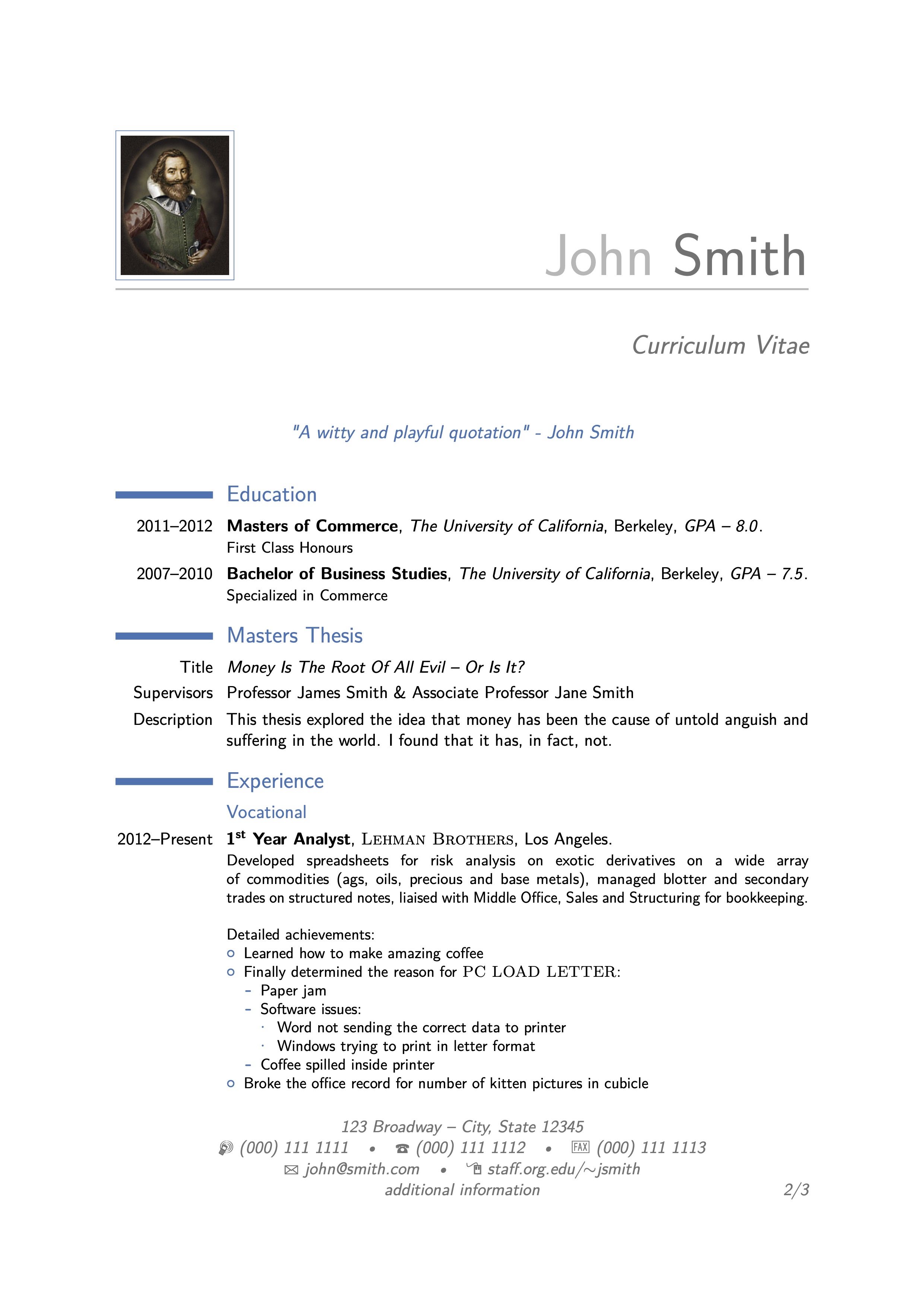 Detail Latex Cv Template Nomer 23