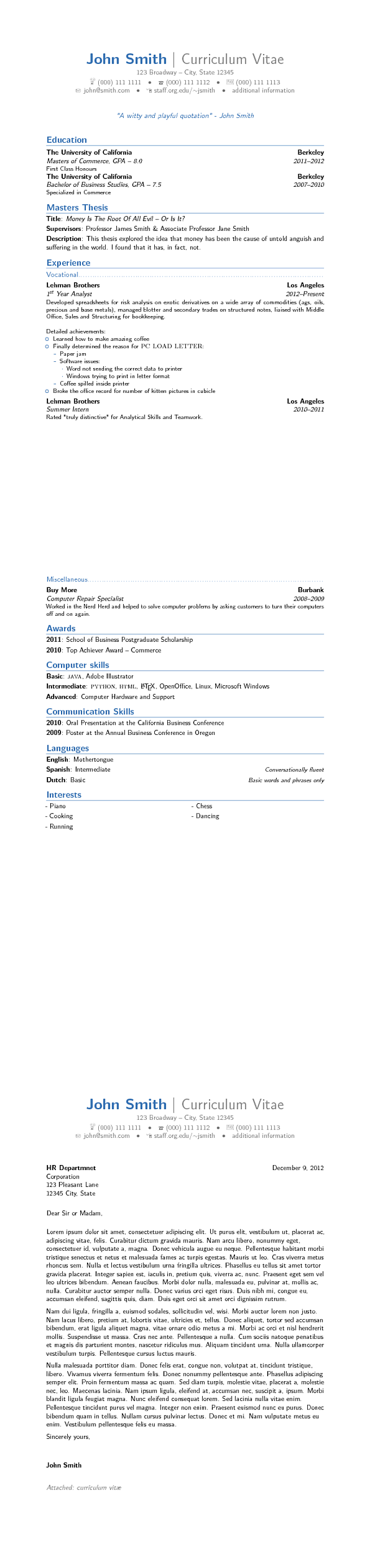 Detail Latex Cv Template Nomer 34