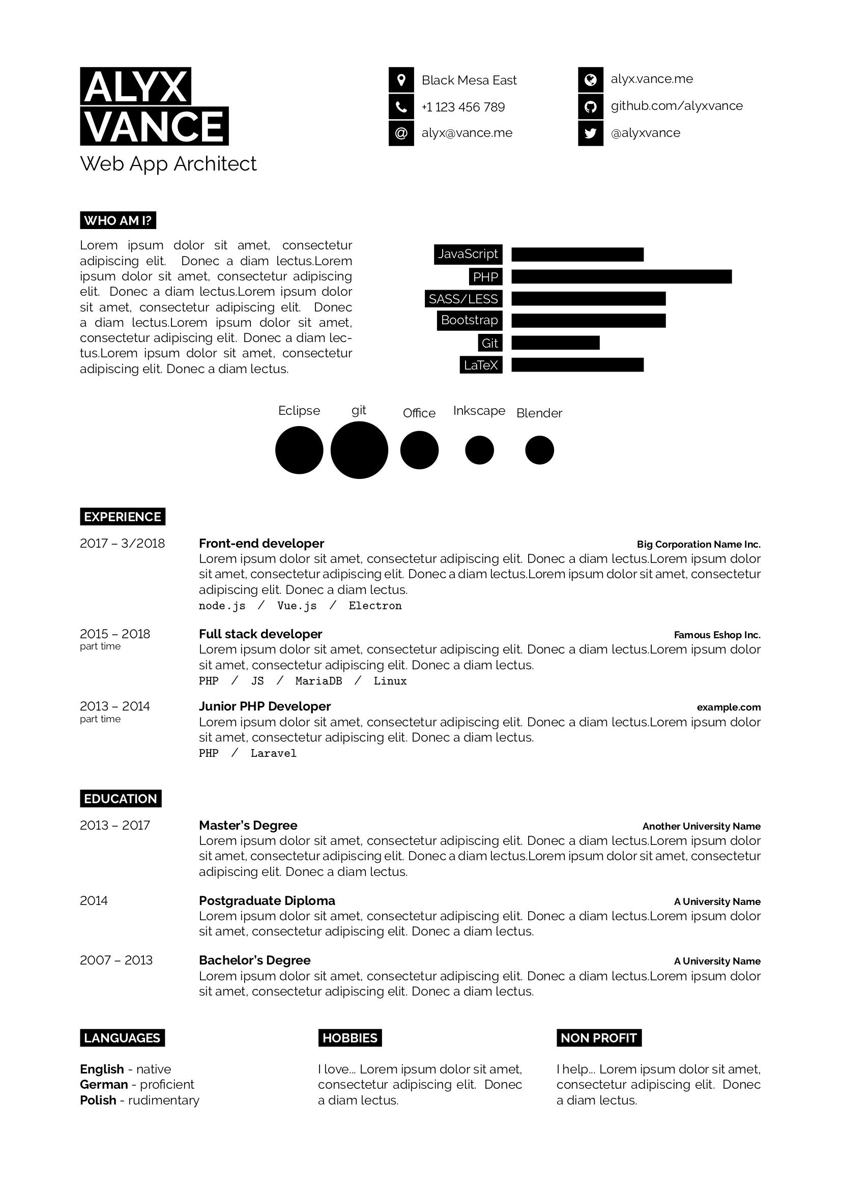 Detail Latex Cv Template Nomer 37